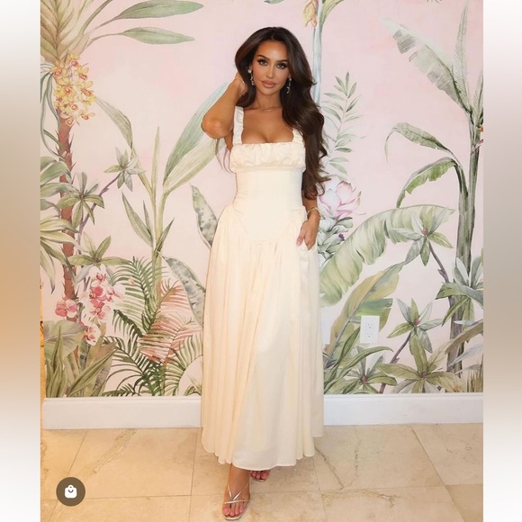 NWT Noreen cream / pastel yellow Satin Corset midi / Maxi formal Sundress - Picture 6 of 16